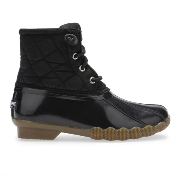 🆕 Sperry Topsider Saltwater Kids Nylon Quilt Duck Boots Fall Winter Classic