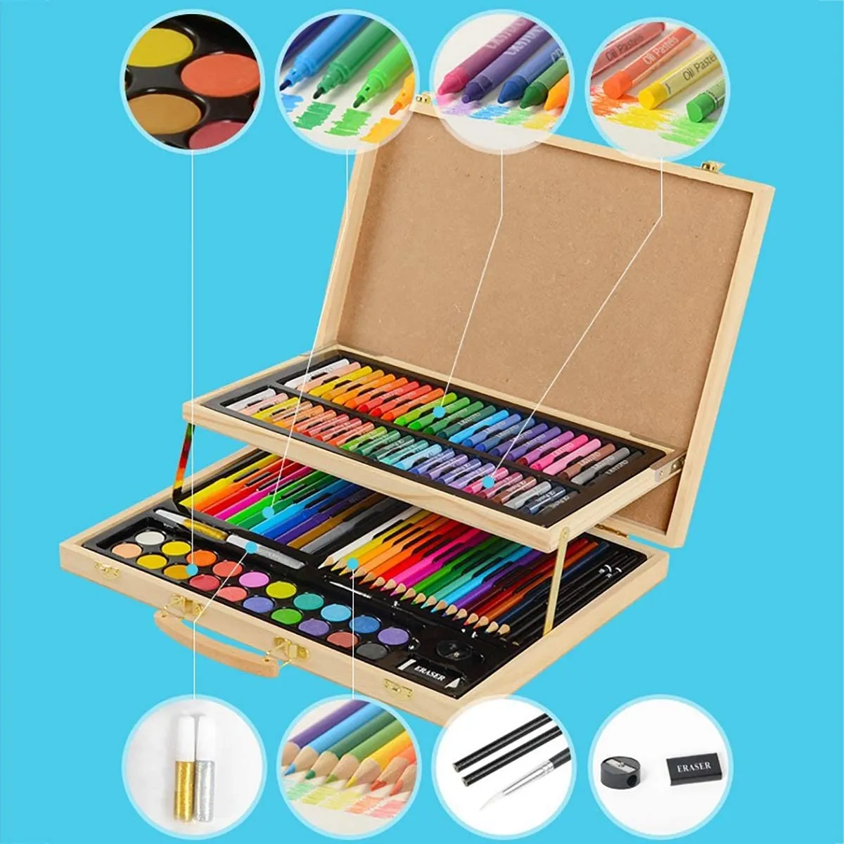 106PC Wooden Colourful Art Set