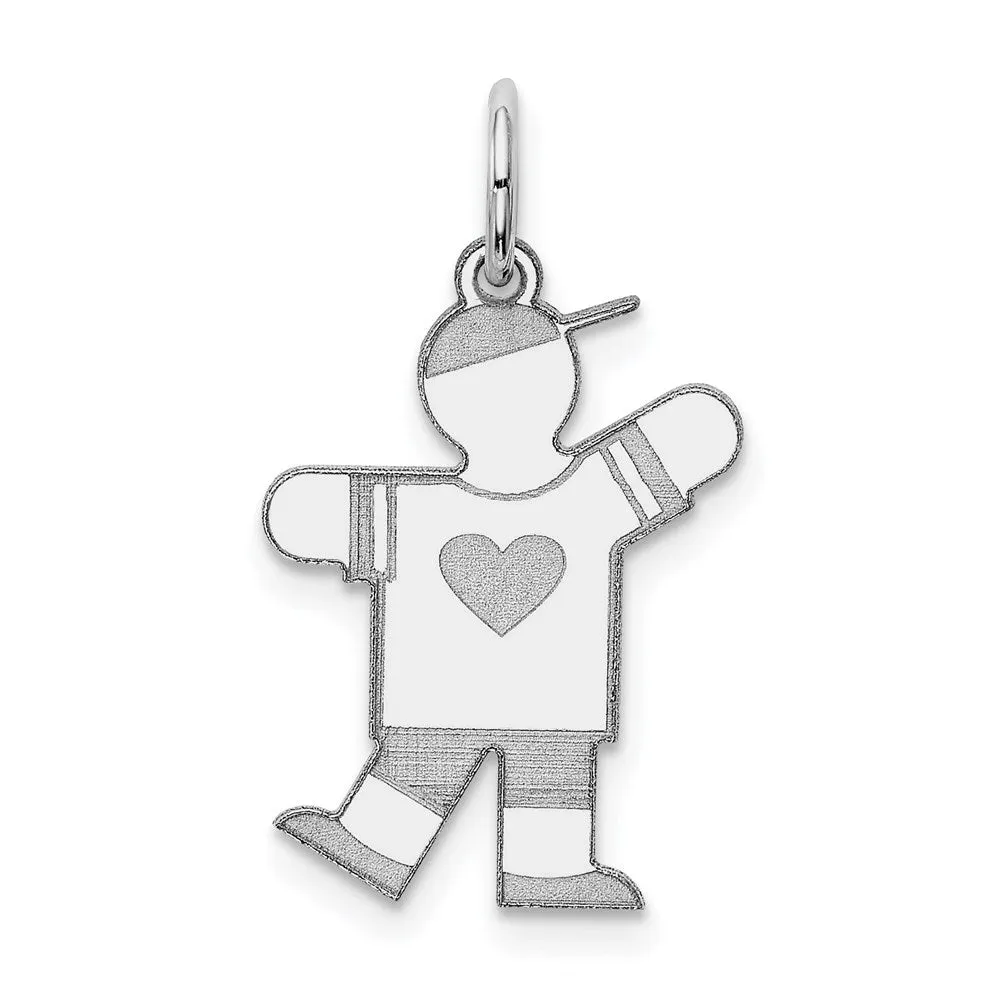 14k White Gold Kid Charm