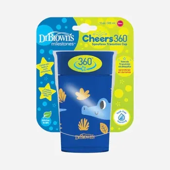 [2-Pack] Dr. Brown's 10OZ/300ML Smooth Wall Cheers 360 Cup (9M ) - Blue