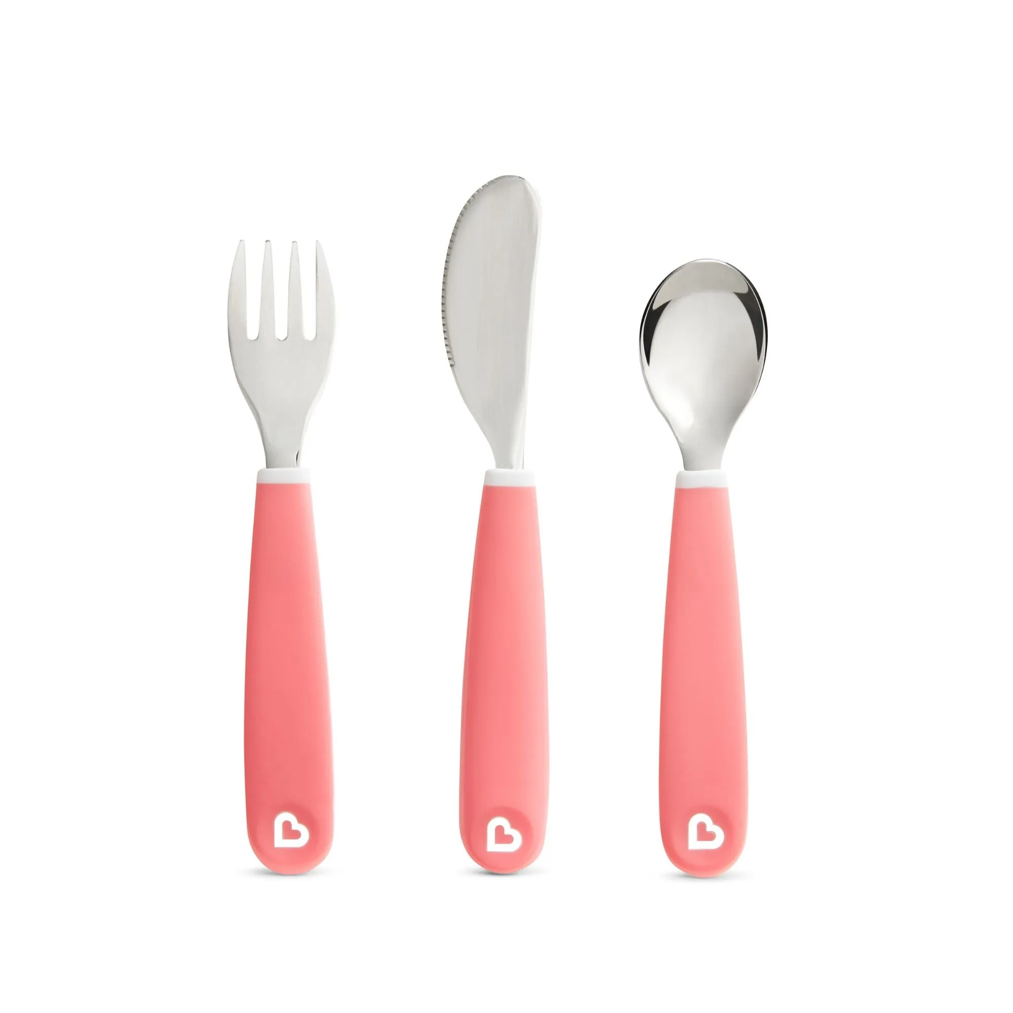 [2 Pack] Munchkin Splash™ Toddler Fork, Knife & Spoon Set (Pink)