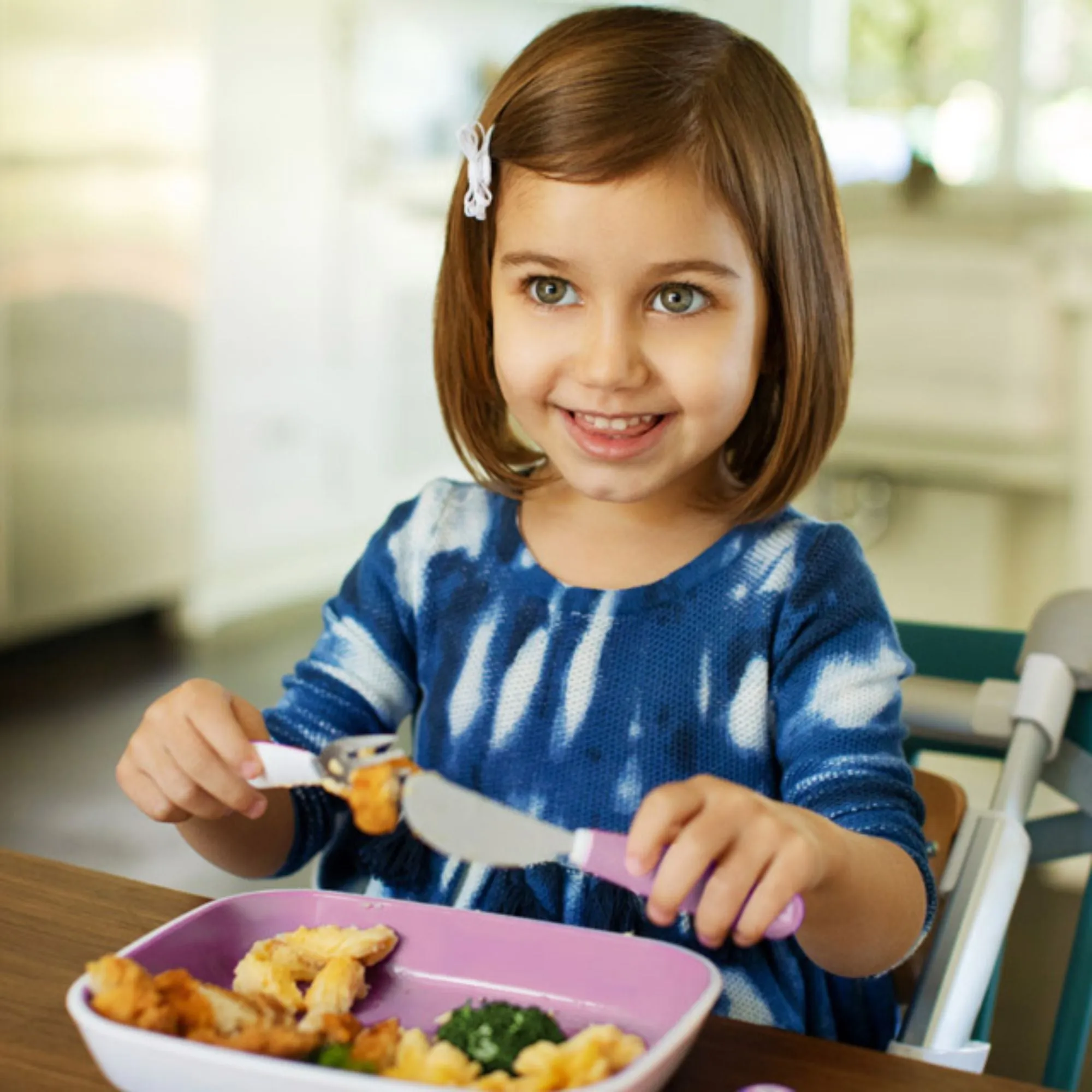 [2 Pack] Munchkin Splash™ Toddler Fork, Knife & Spoon Set (Purple)