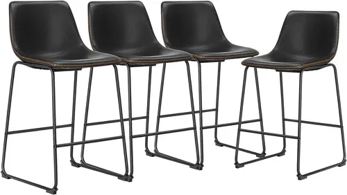 26 Inch Counter Height Bar Stools Set of 4, Modern Faux Leather High