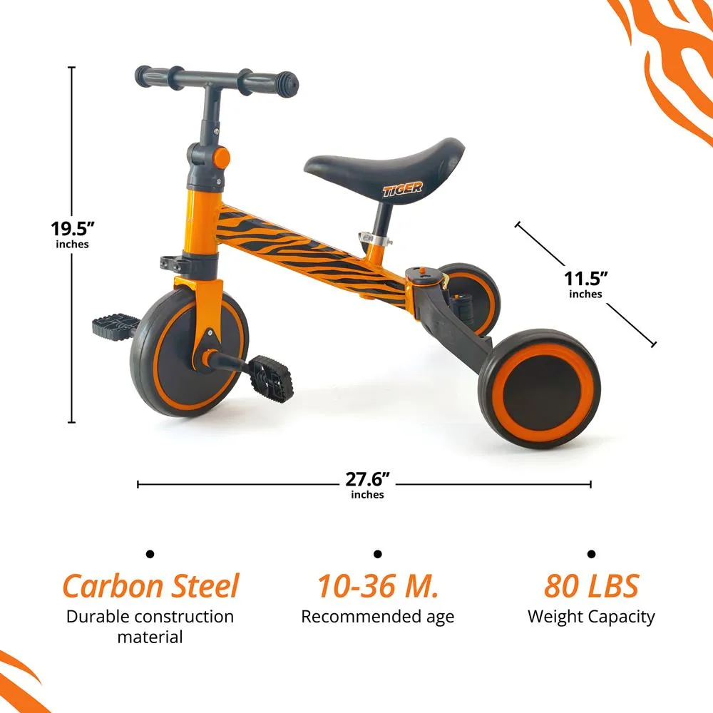 3 In 1 Kid Tricycles/Toddler Bike - Cute Toddler Bike For 10-36 Months Kids W/ Adjustable Seat Height And Removable Pedals