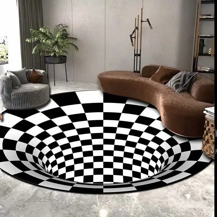 3D Vortex Illusion Round Carpet