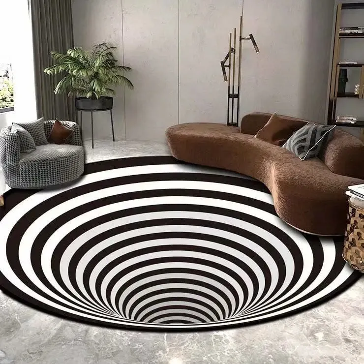 3D Vortex Illusion Round Carpet