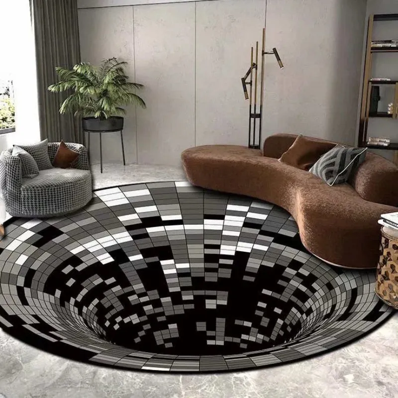 3D Vortex Illusion Round Carpet