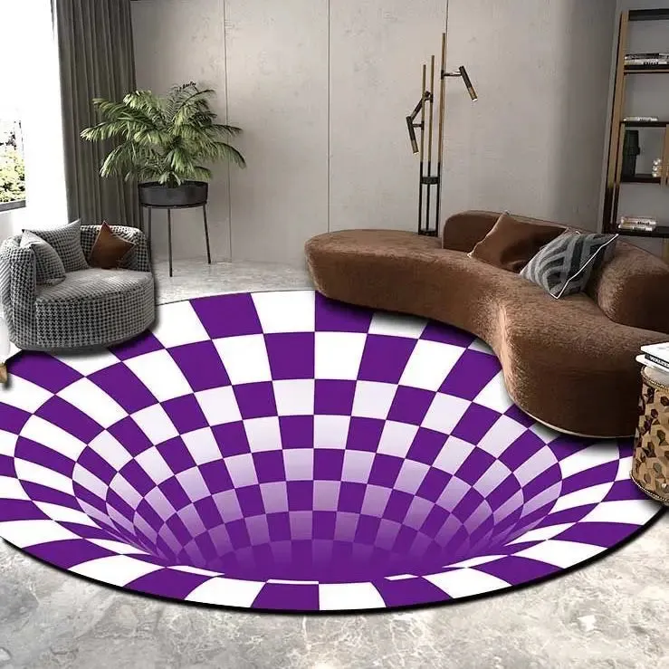 3D Vortex Illusion Round Carpet