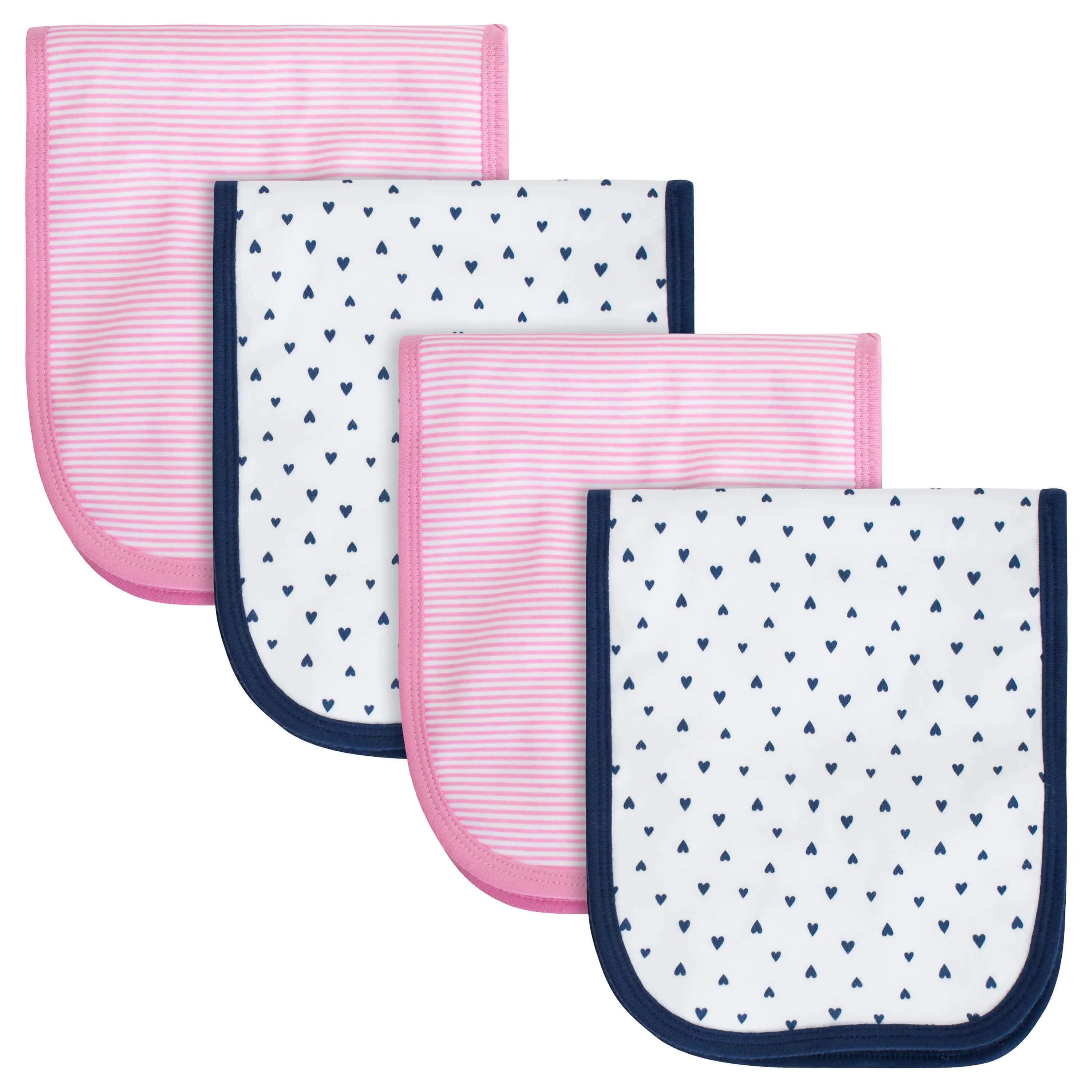4-Pack Baby Girls Pink Triangle Burp Cloths