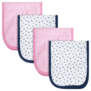 4-Pack Baby Girls Pink Triangle Burp Cloths