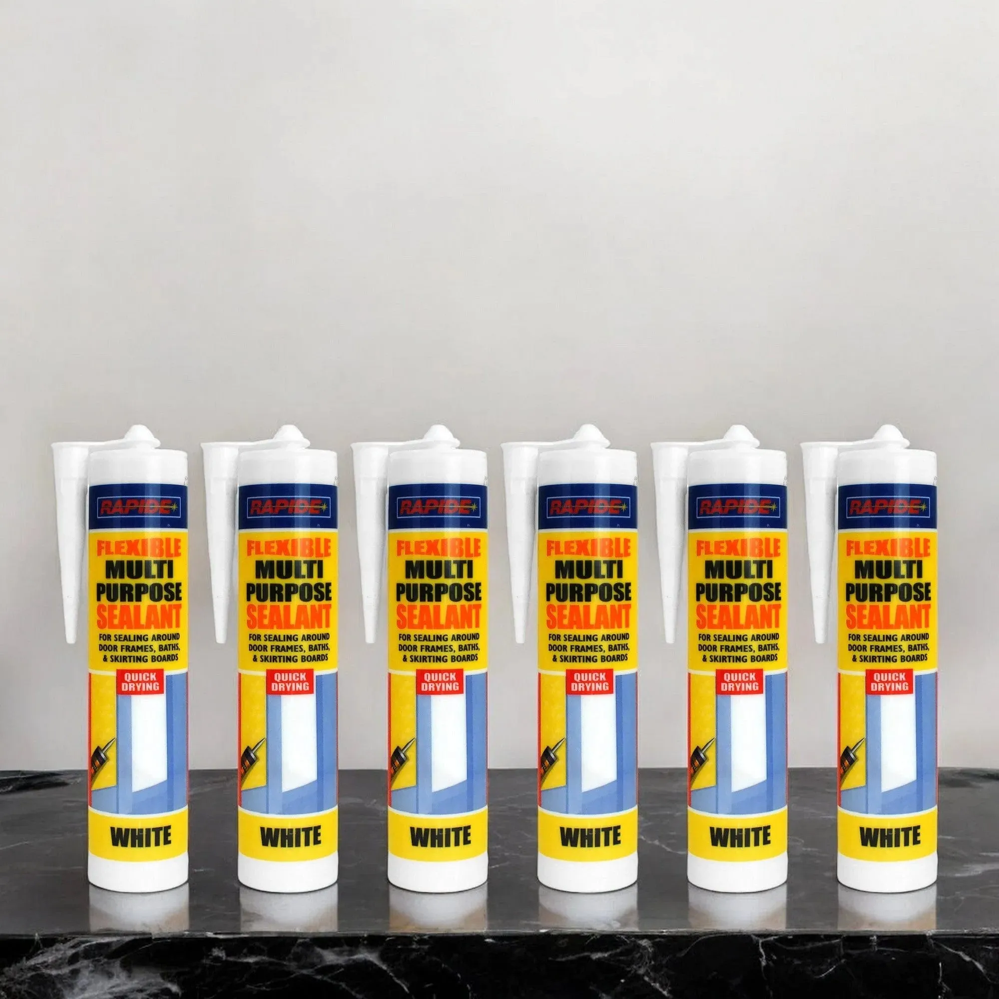 6 x Rapide Flexible Multi Purpose White Sealant | 6 x 260ml Cartridges
