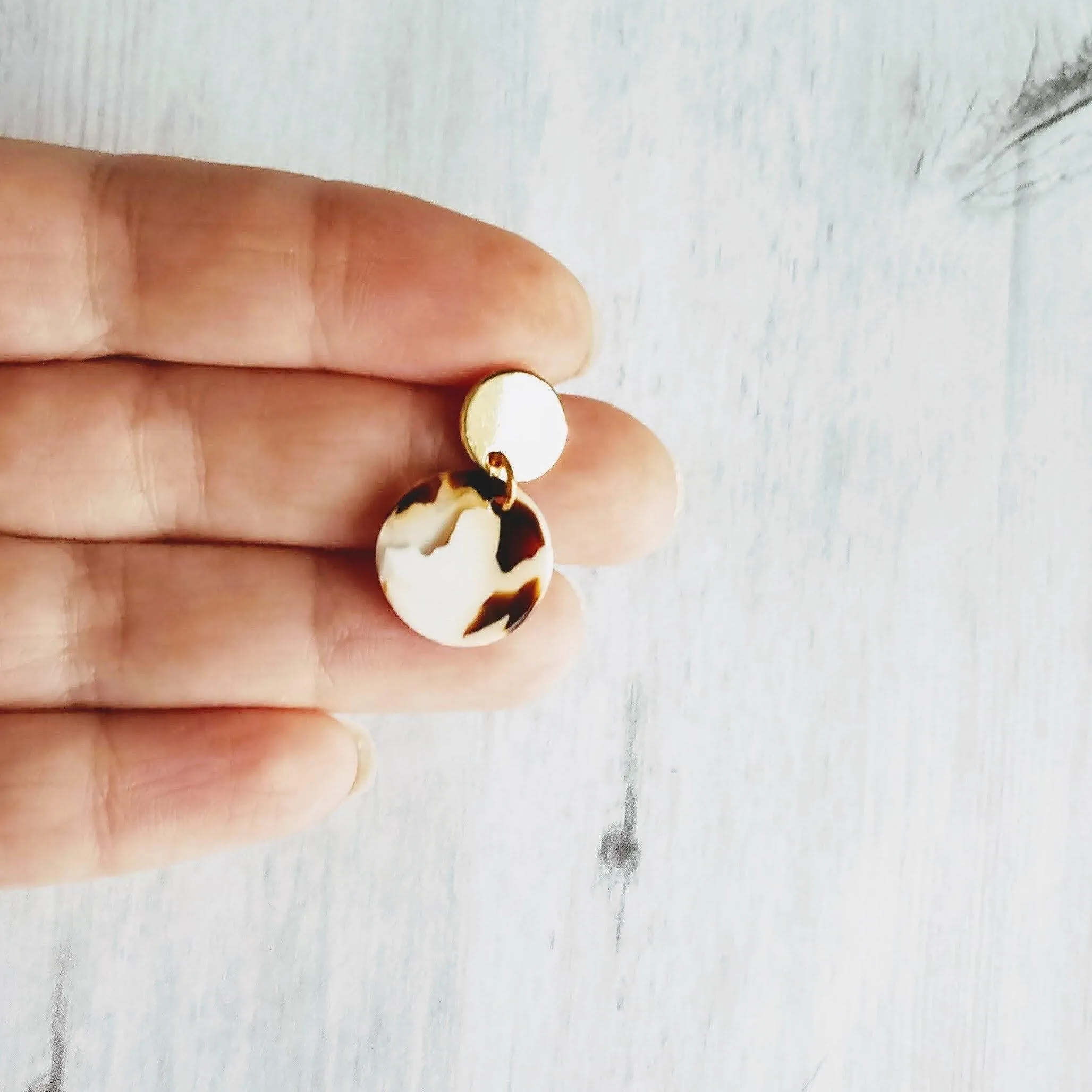 80s Earrings, chunky earrings, gold tortoise shell earring, thick plastic earring, acrylic earring, brown cream clear, sterling silver posts