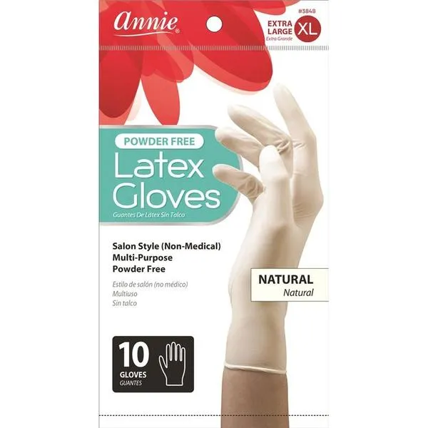 Annie Powder-Free Natural Color Latex Gloves (10)