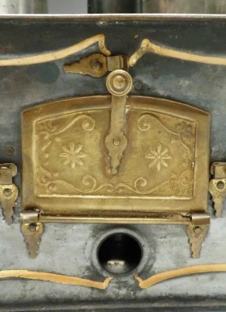 Antique German Toy Tin and Brass Stove