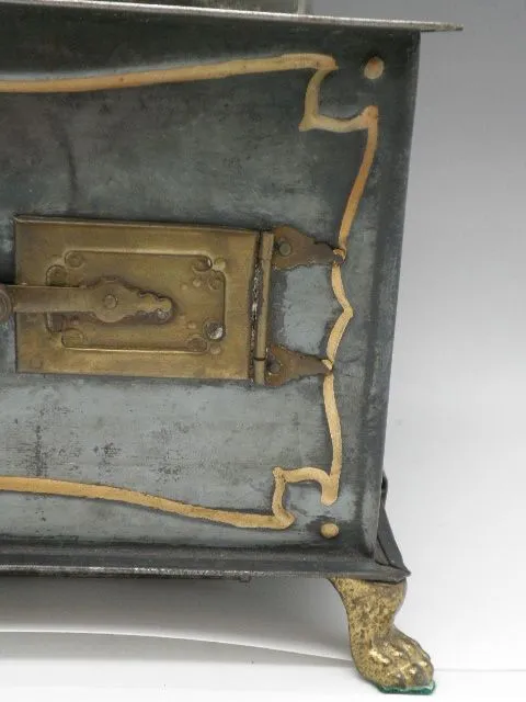 Antique German Toy Tin and Brass Stove