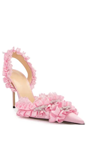 Avah Bow-embellished Slingback Pumps - Pink