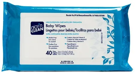 Baby Wipe Nice 'N Clean 8 X 8-3/4 X 9-3/4 " Soft Pack Aloe