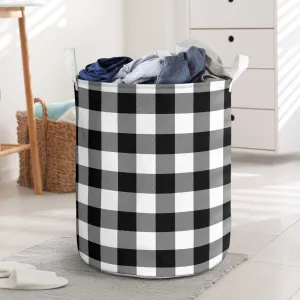 Black and White Buffalo Plaid Laundry Basket Hamper or Toy Storage Bin
