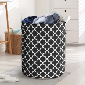 Black and White Quatrefoil Laundry Basket Hamper Storage Bin