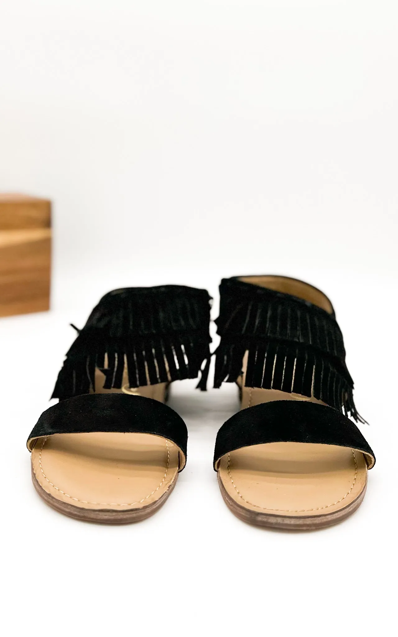 Black Boho Fringe Star Sandals
