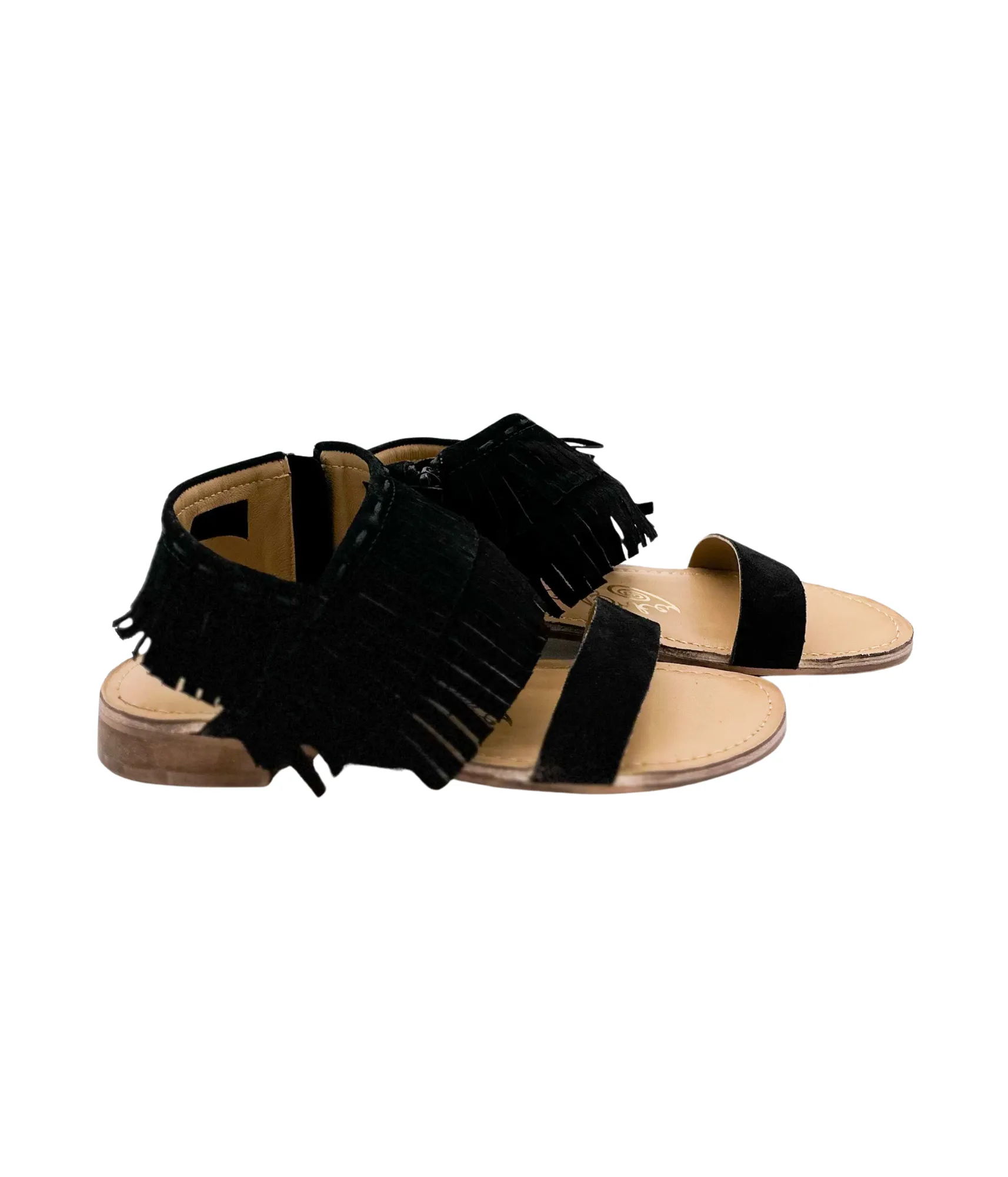 Black Boho Fringe Star Sandals