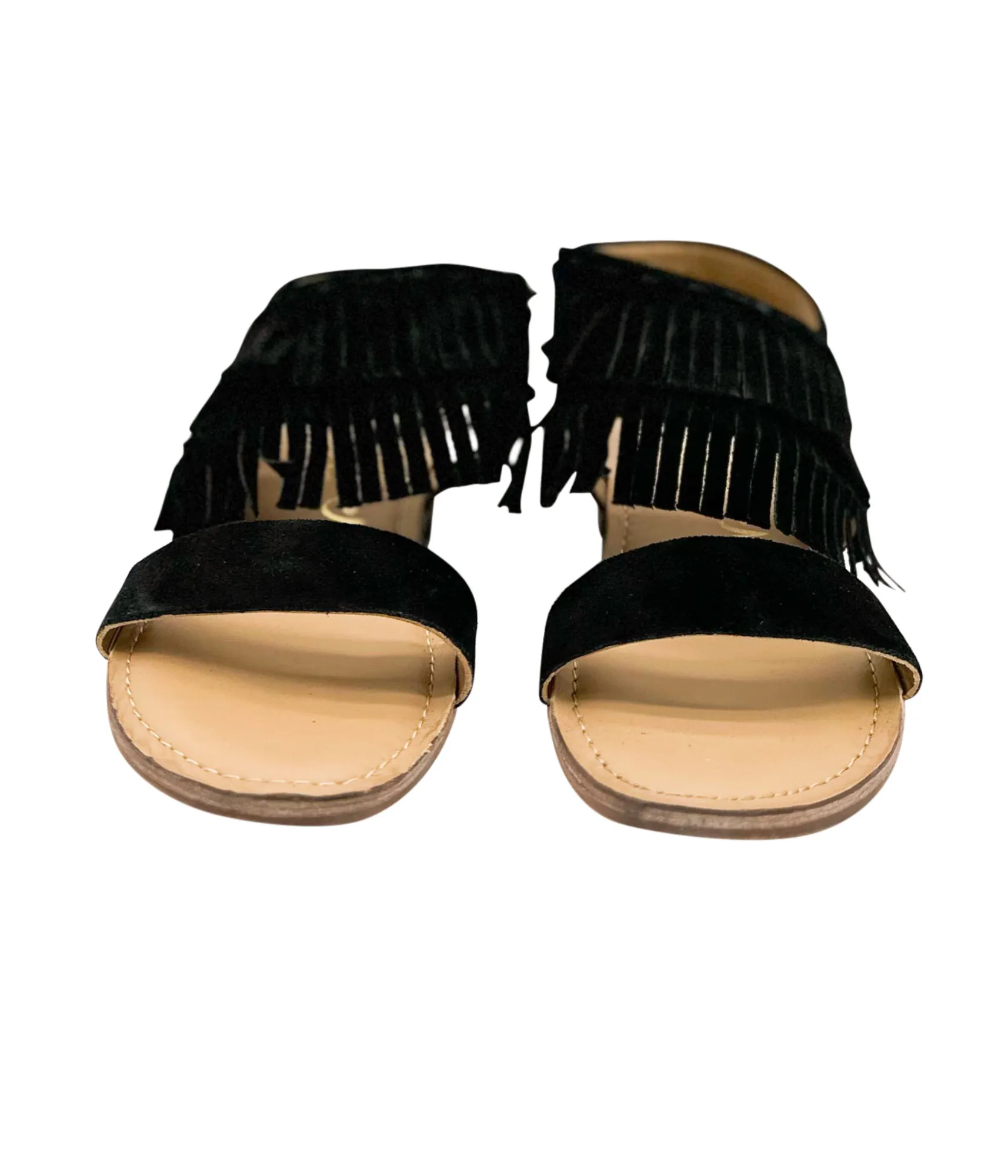 Black Boho Fringe Star Sandals
