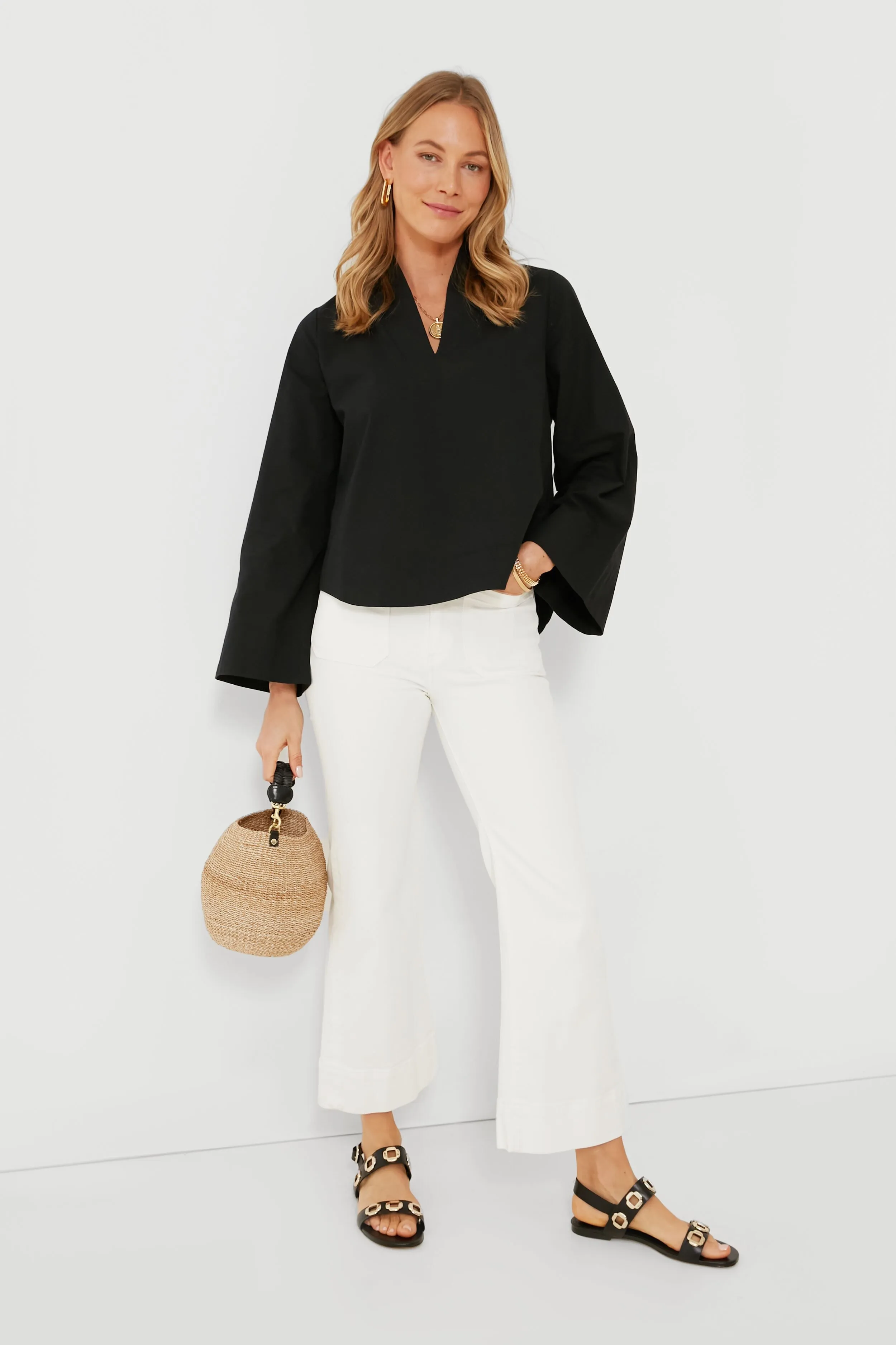 Black Leather Milan Flat Sandals