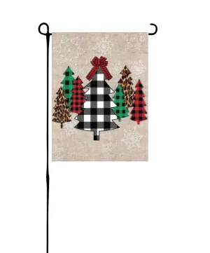 Buffalo Plaid & Leopard Christmas Tree Garden Flag