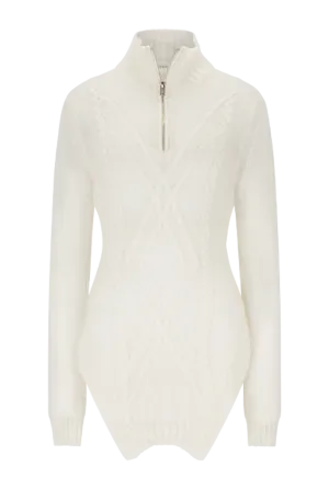 Cable Knit Turtleneck Sweater | White