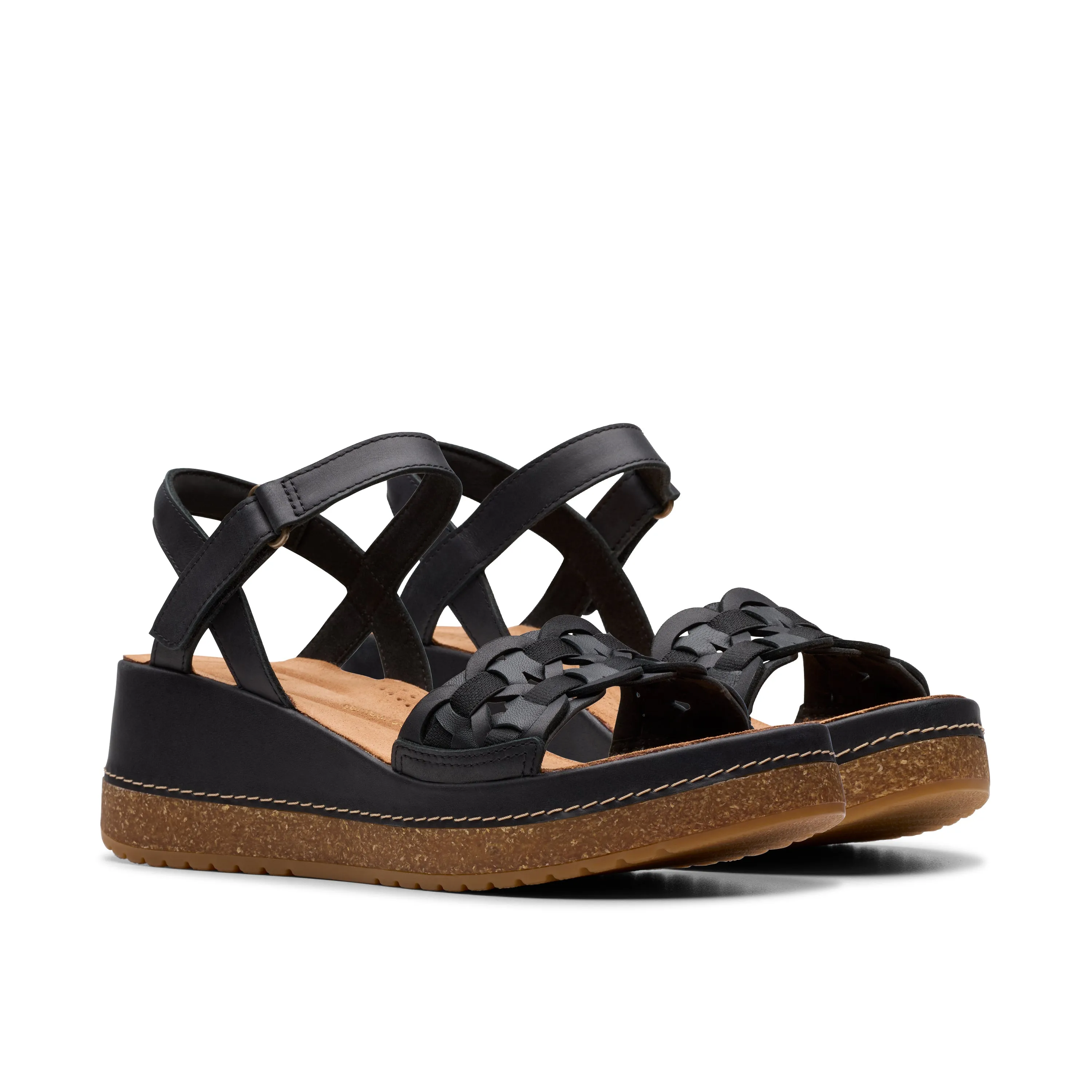 Clarks Women's Kassanda Bar Wedge Sandal - Black