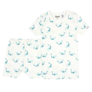 Coccoli Kid Short Pyjama Blue Whales - Size 8 Left