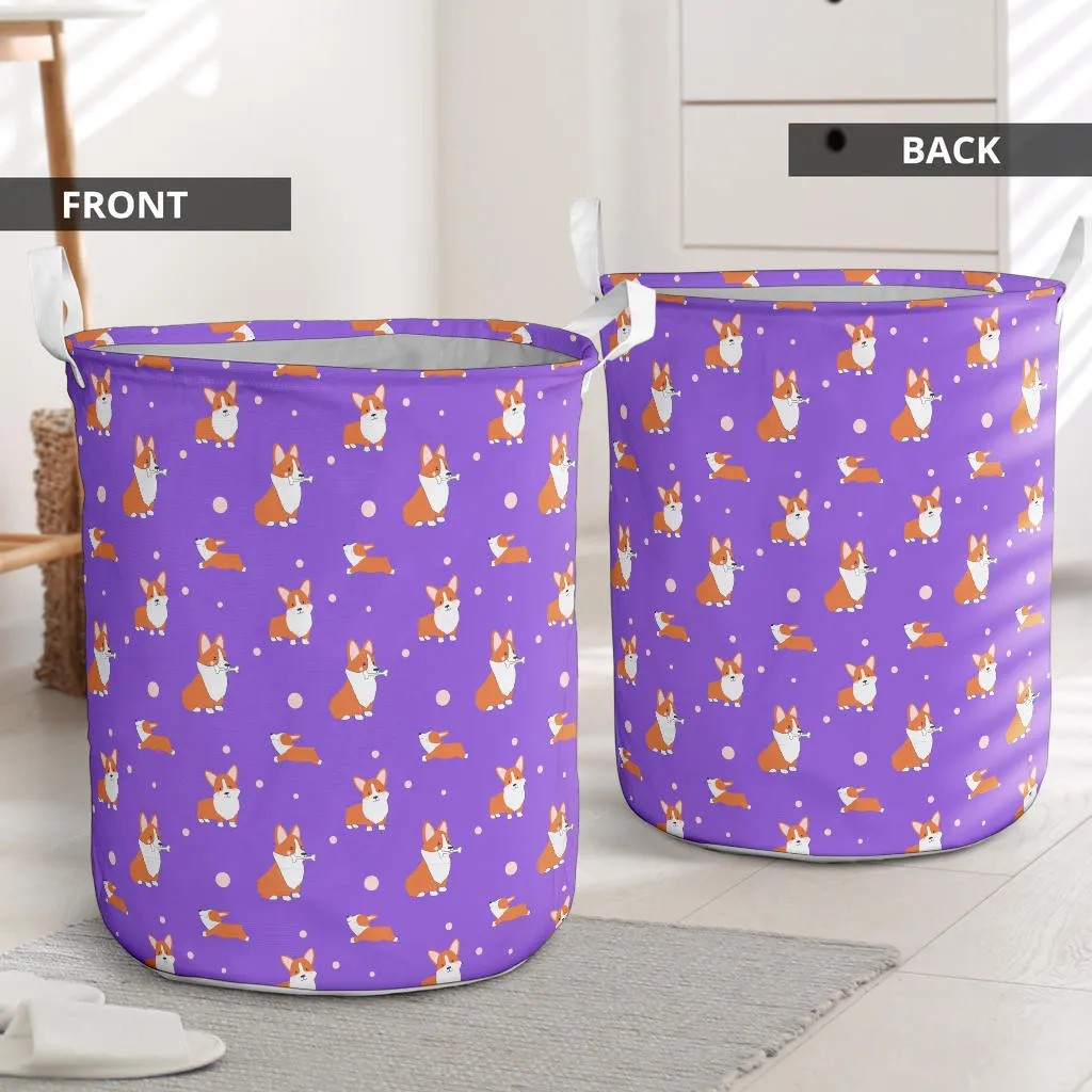 Corgi Laundry Basket - Purple