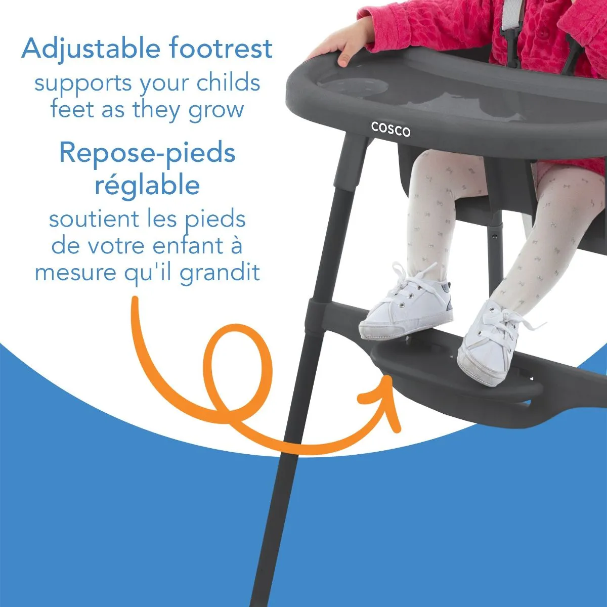 Cosco Canteen Highchair with footrest - Grey