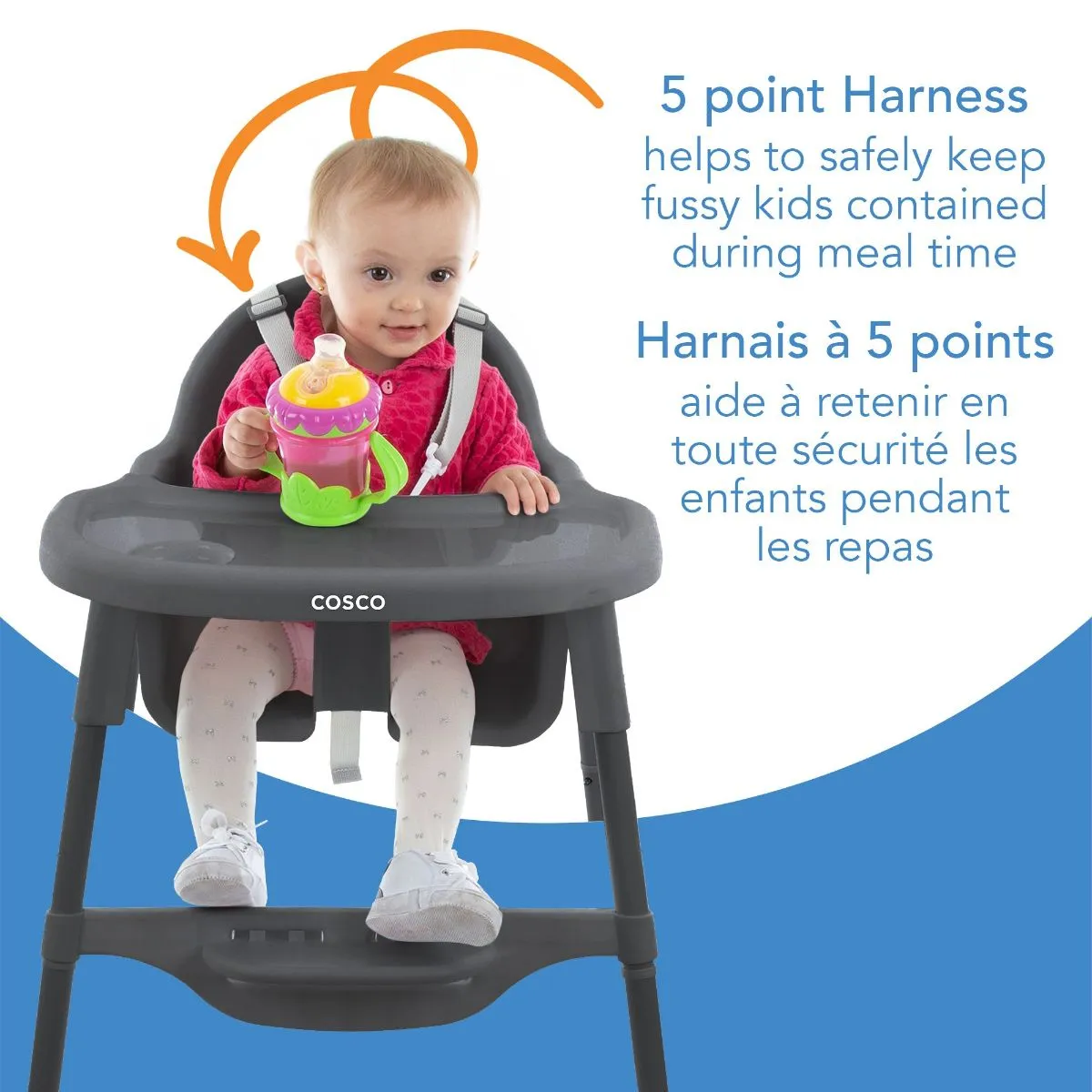 Cosco Canteen Highchair with footrest - Grey