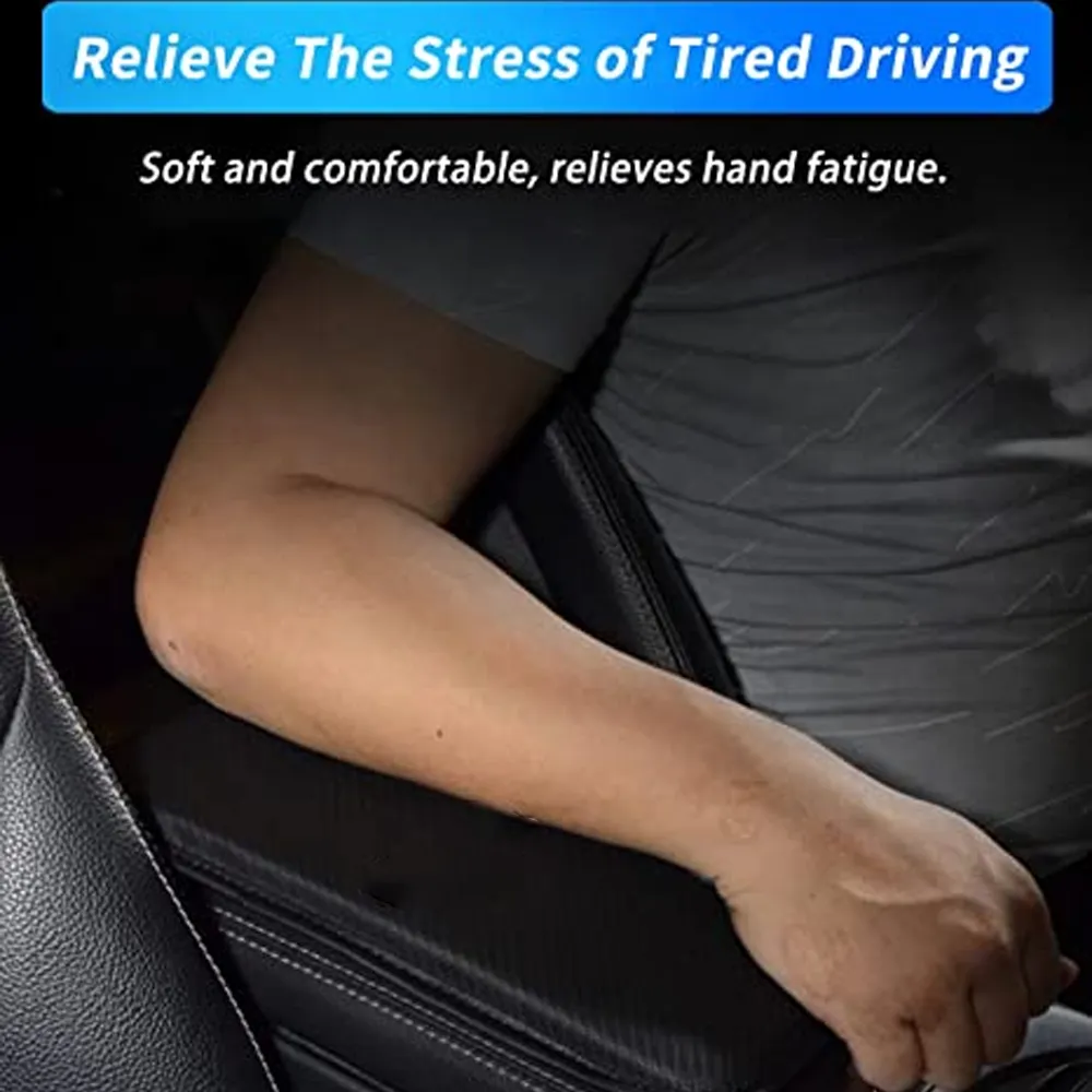 Custom Text For Center Console Pad, Compatible with All Cars, Carbon Fiber PU Leather Auto Armrest Cover Protector, Waterproof Car Armrest Seat Box Cover LR13991