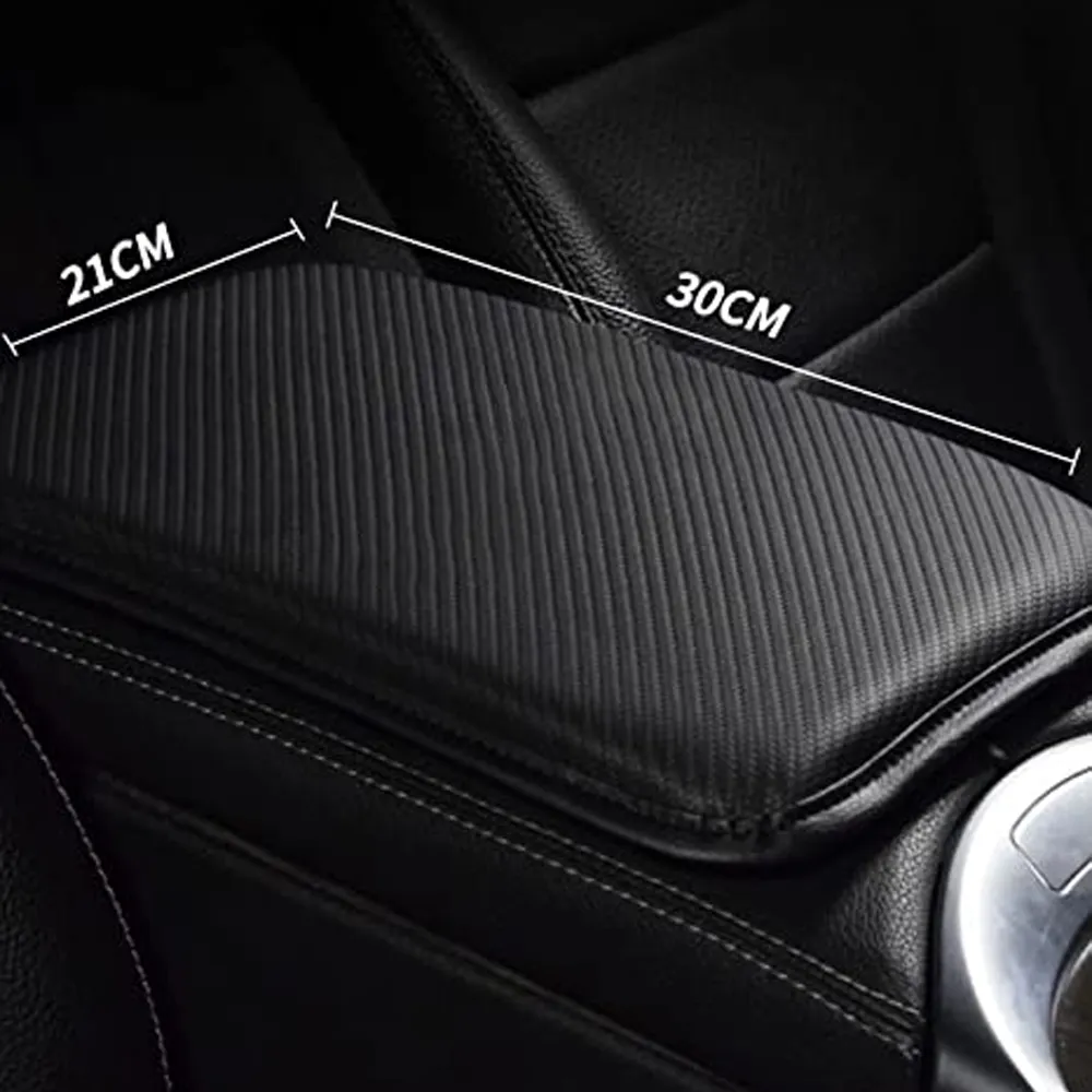 Custom Text For Center Console Pad, Custom Fit For Your Cars, Carbon Fiber PU Leather Auto Armrest Cover Protector, Waterproof Car Armrest Seat Box Cover AC13991