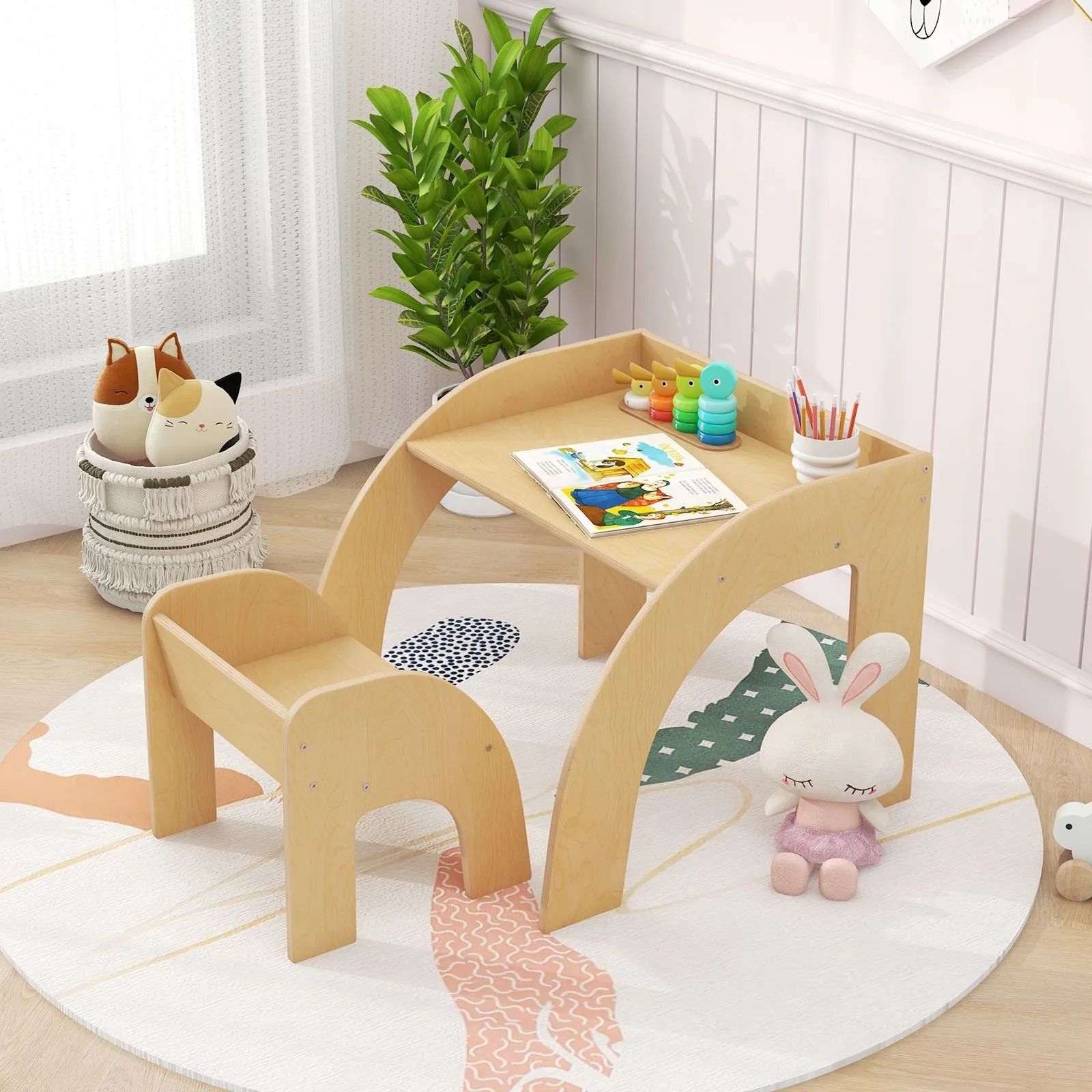 Eco Solid Plywood Toddler Table with Ergonomic Spine Supporting Chair | 3 Years  
