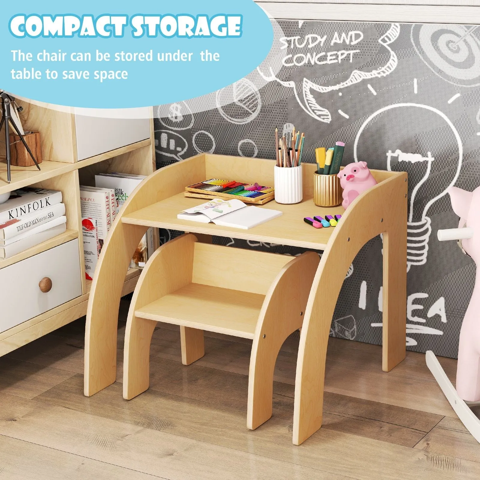 Eco Solid Plywood Toddler Table with Ergonomic Spine Supporting Chair | 3 Years  