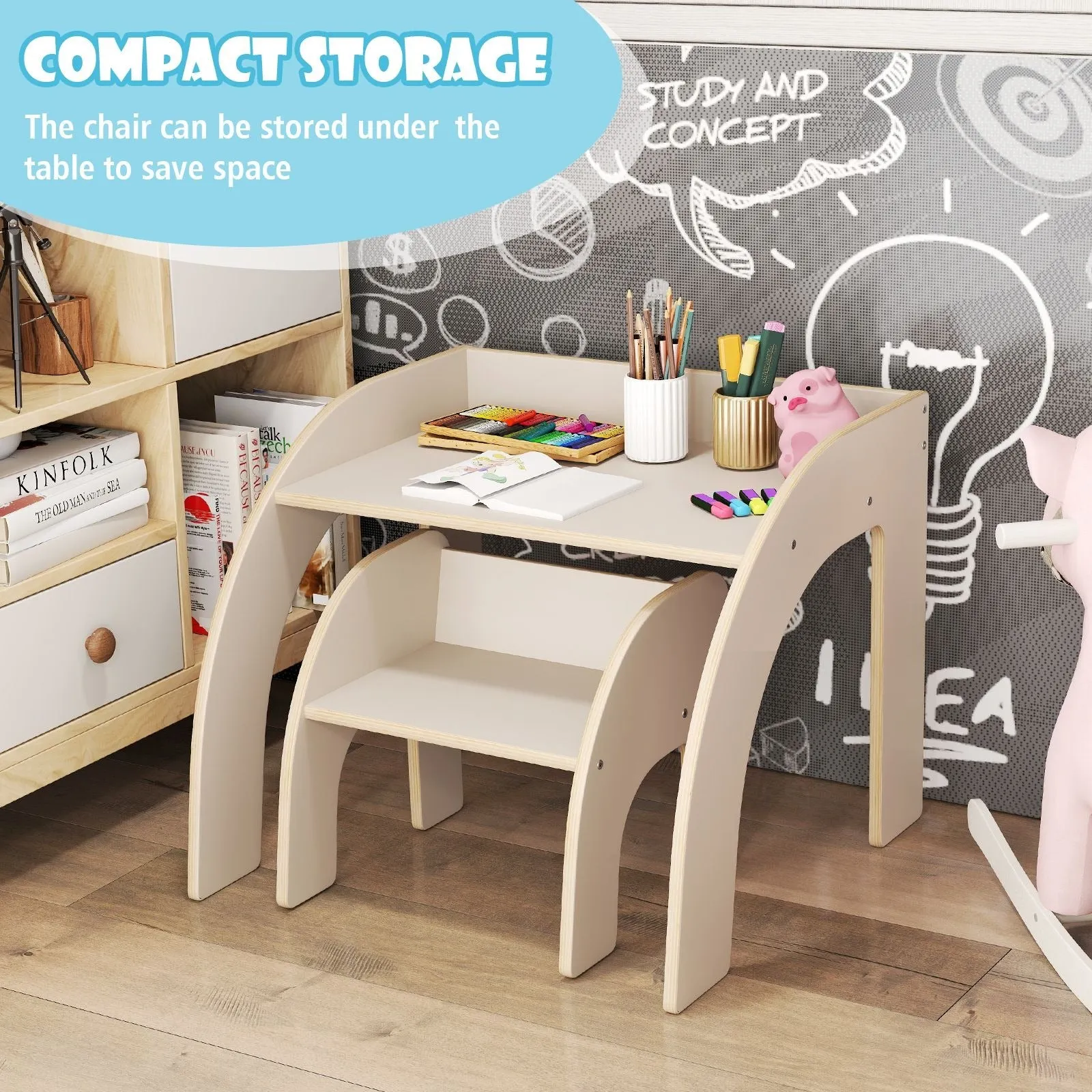 Eco Solid Plywood Toddler Table with Ergonomic Spine Supporting Chair | 3 Years  