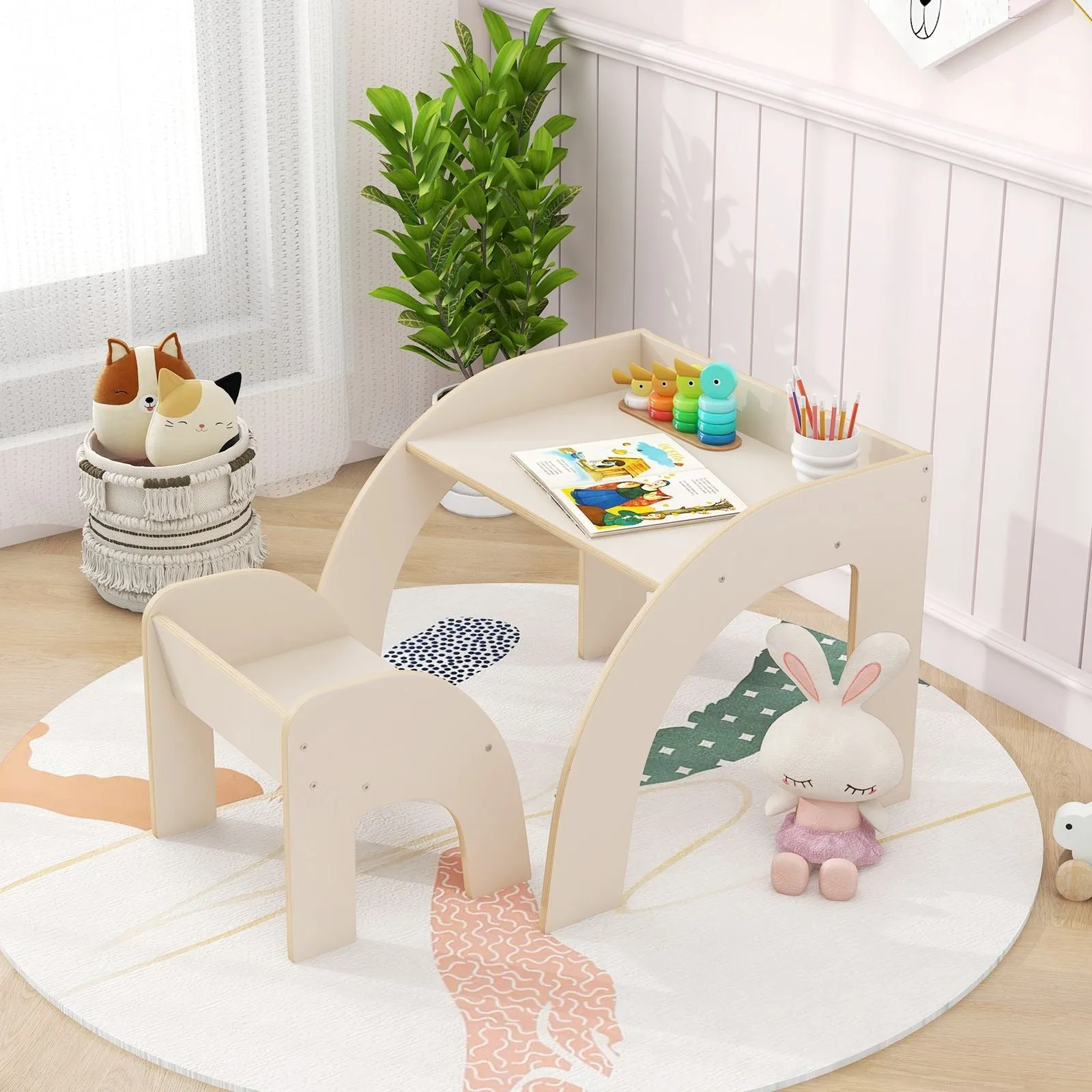 Eco Solid Plywood Toddler Table with Ergonomic Spine Supporting Chair | 3 Years  