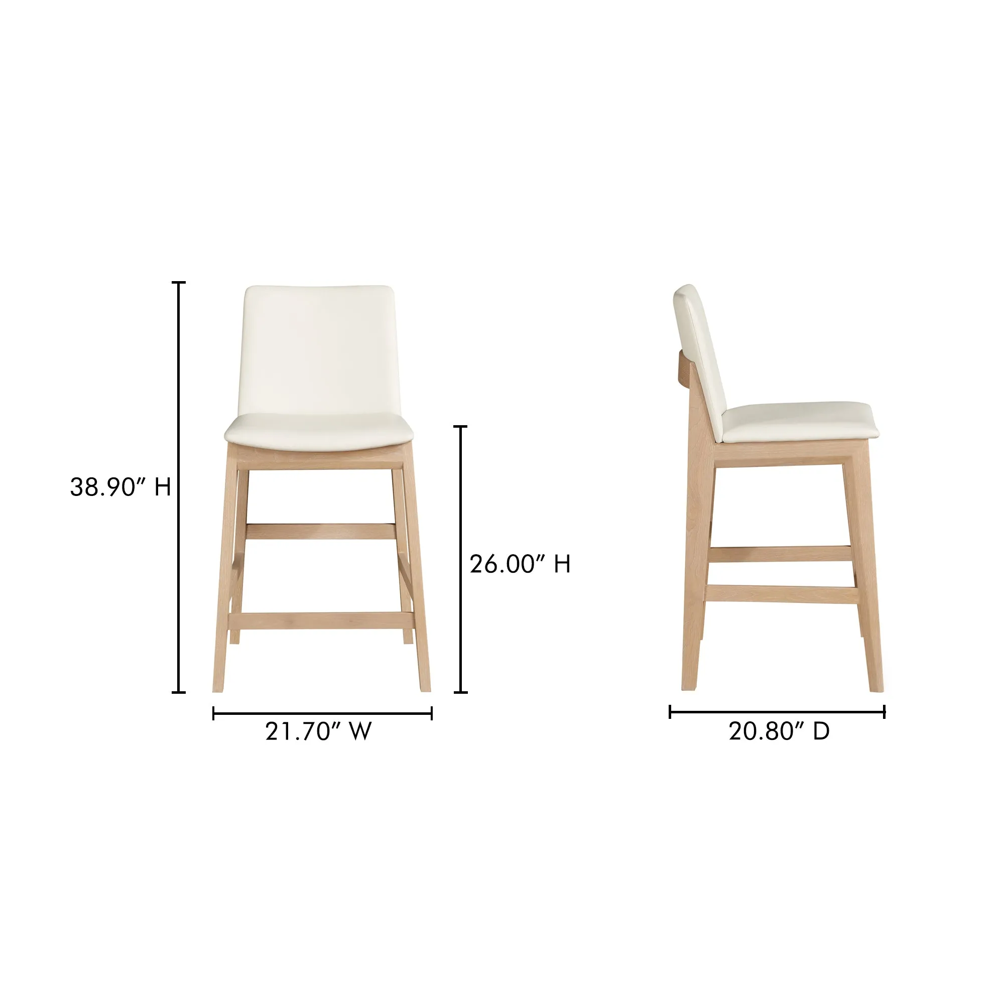 Elegant Oak Vegan Leather Stool
