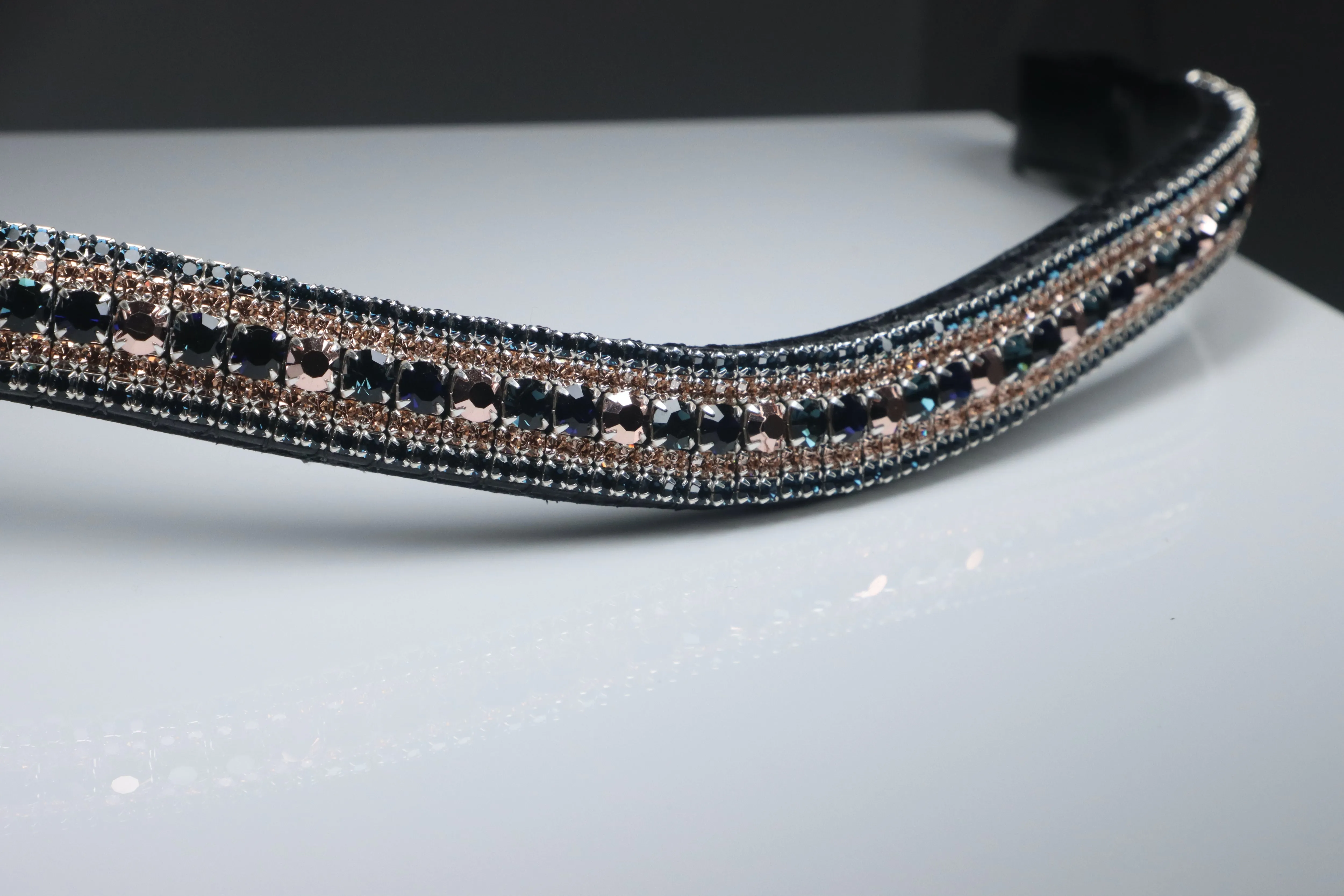 Equiture Navy Rose Gold megabling curve browband