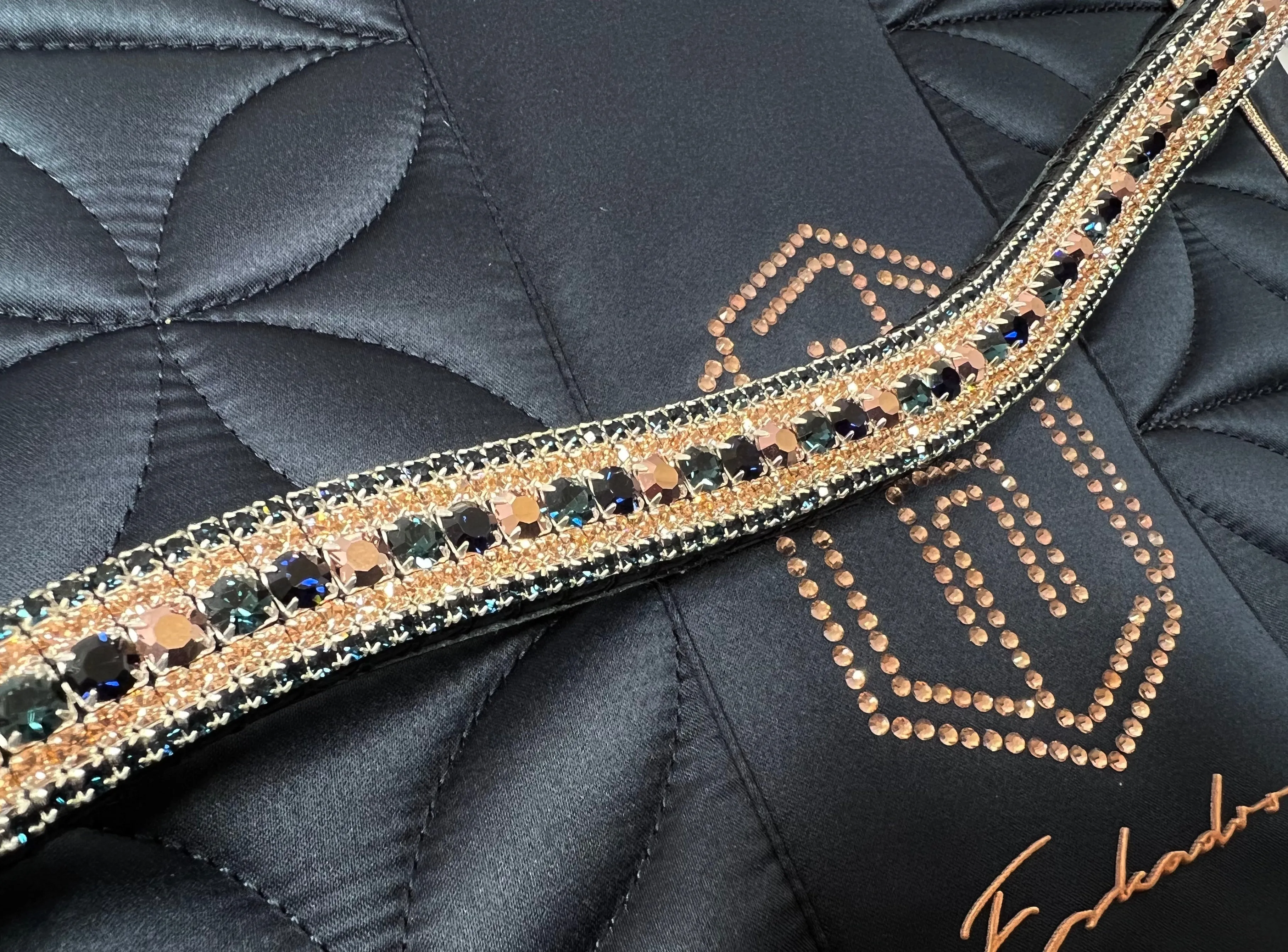 Equiture Navy Rose Gold megabling curve browband
