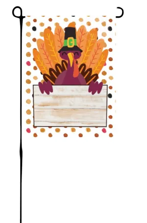 Fall Turkey with Sign Garden Flag