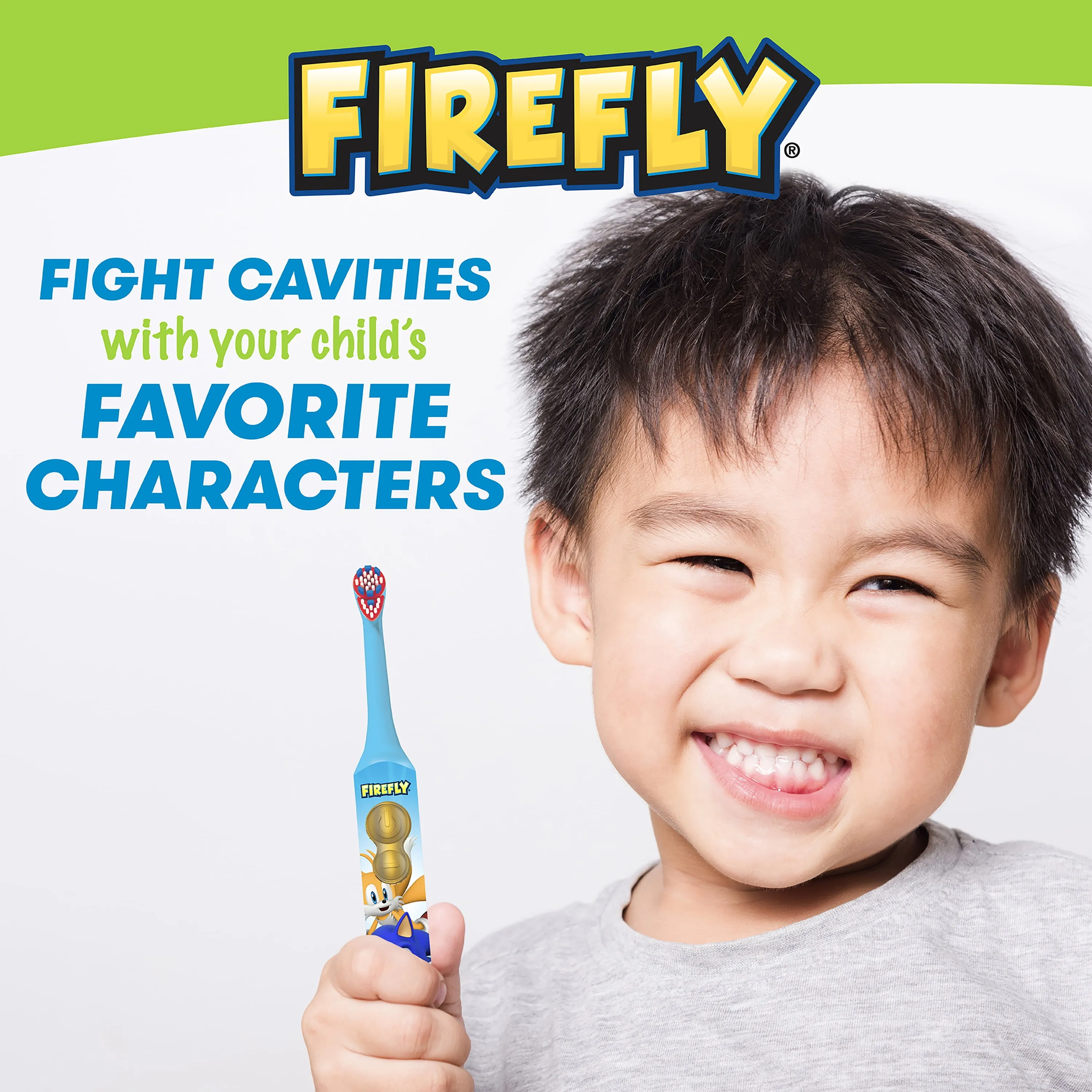 Firefly Clean N Protect, Sonic the Hedgehog Toothbrush with 3D Antibacterial