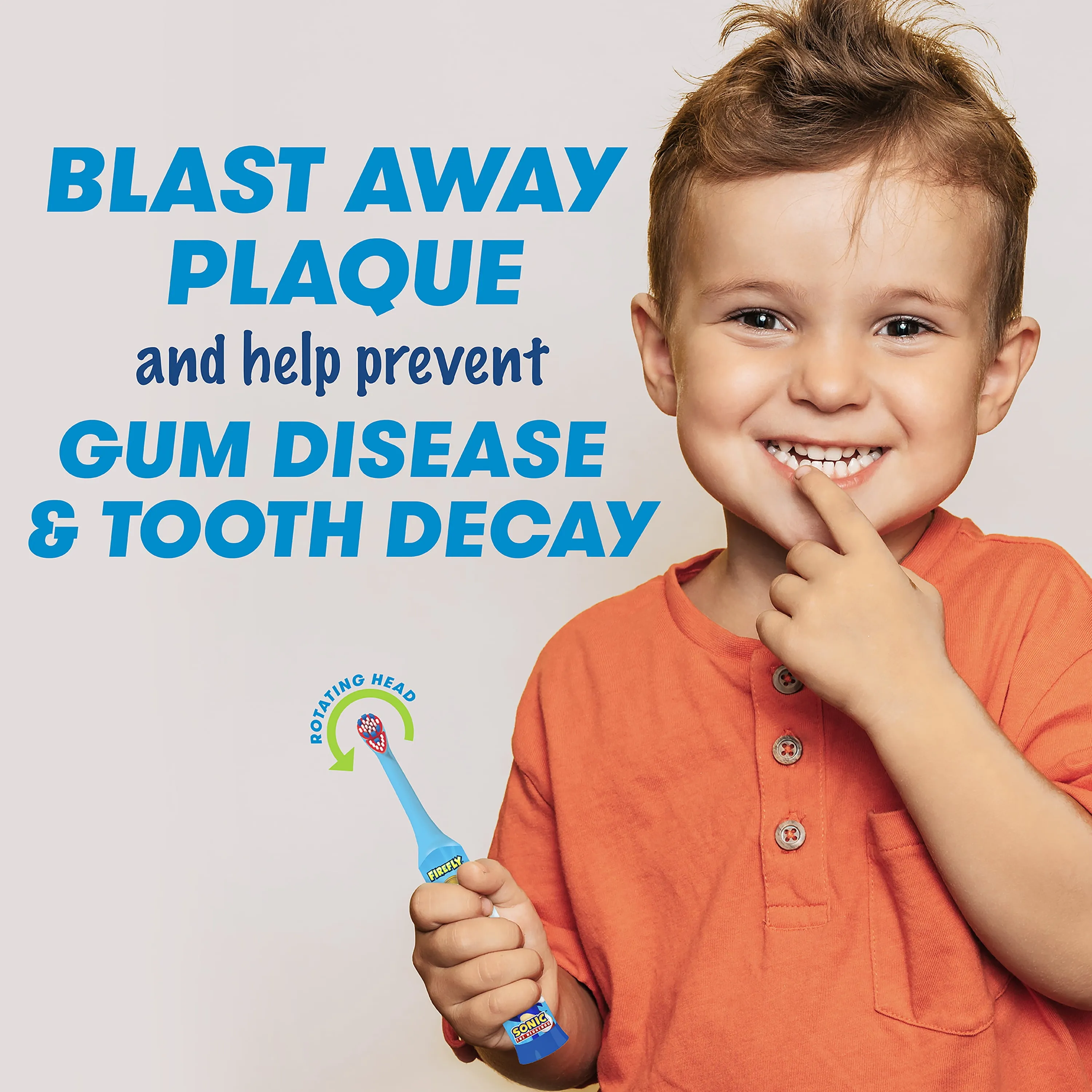 Firefly Clean N Protect, Sonic the Hedgehog Toothbrush with 3D Antibacterial