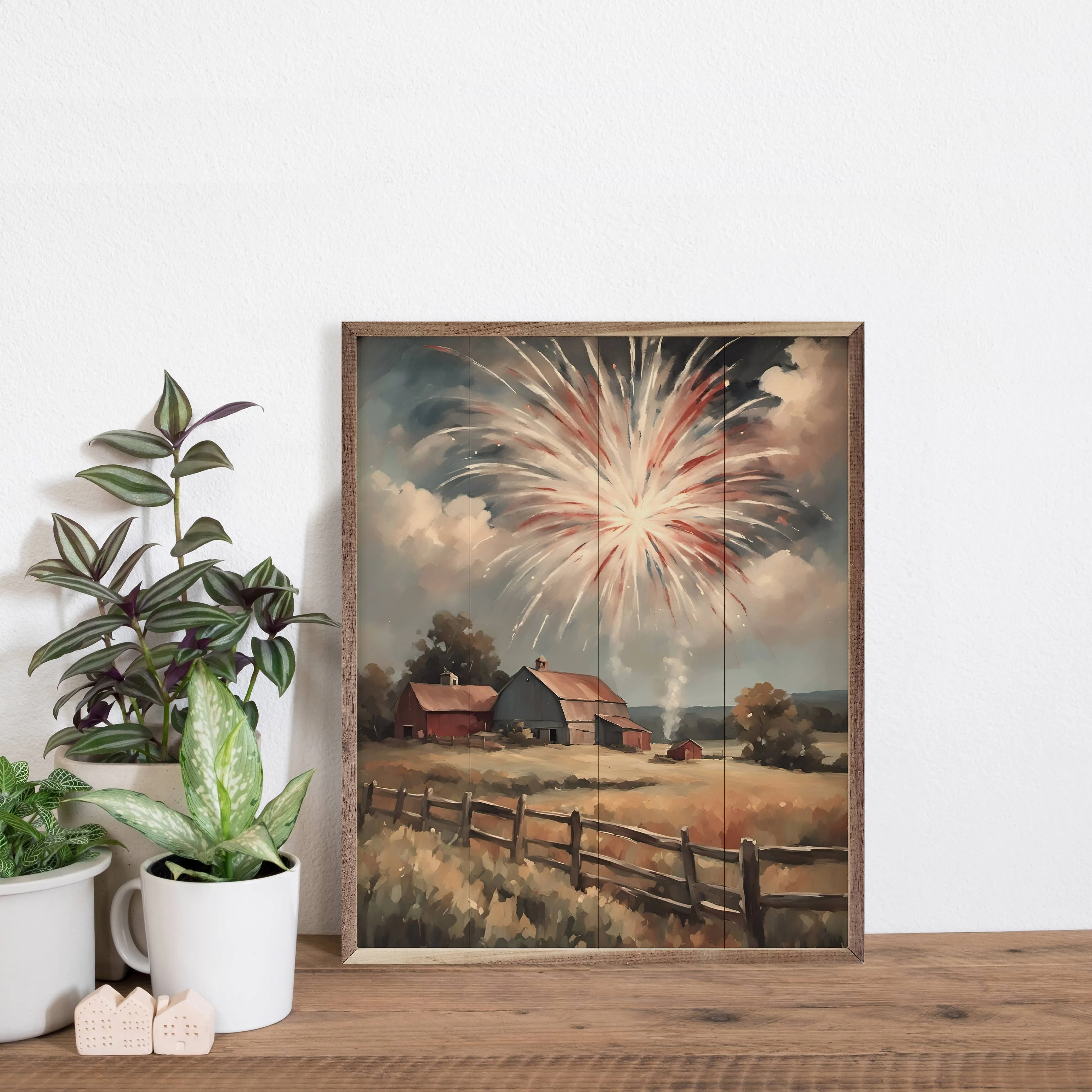Fireworks South Over Barns: 16 x 20 x 1.5