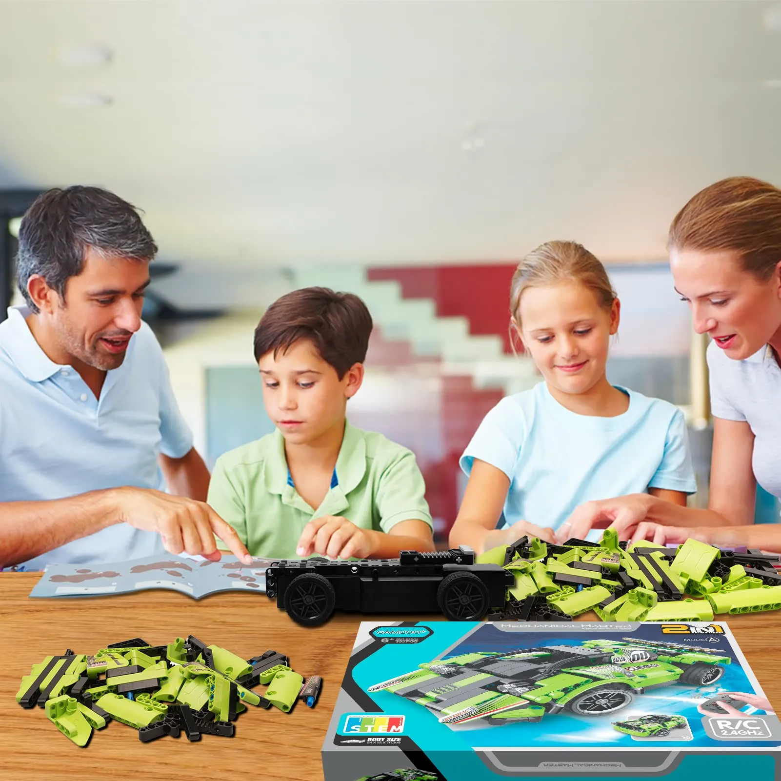 GAMZOO STEM Building Toys for Kids with 2-in-1 Remote Control Racer Snap Together Engineering Kits Early Learning Racecar Building Blocks - Best Gift for 6 7 8 9＋Year Old Boys and Girls