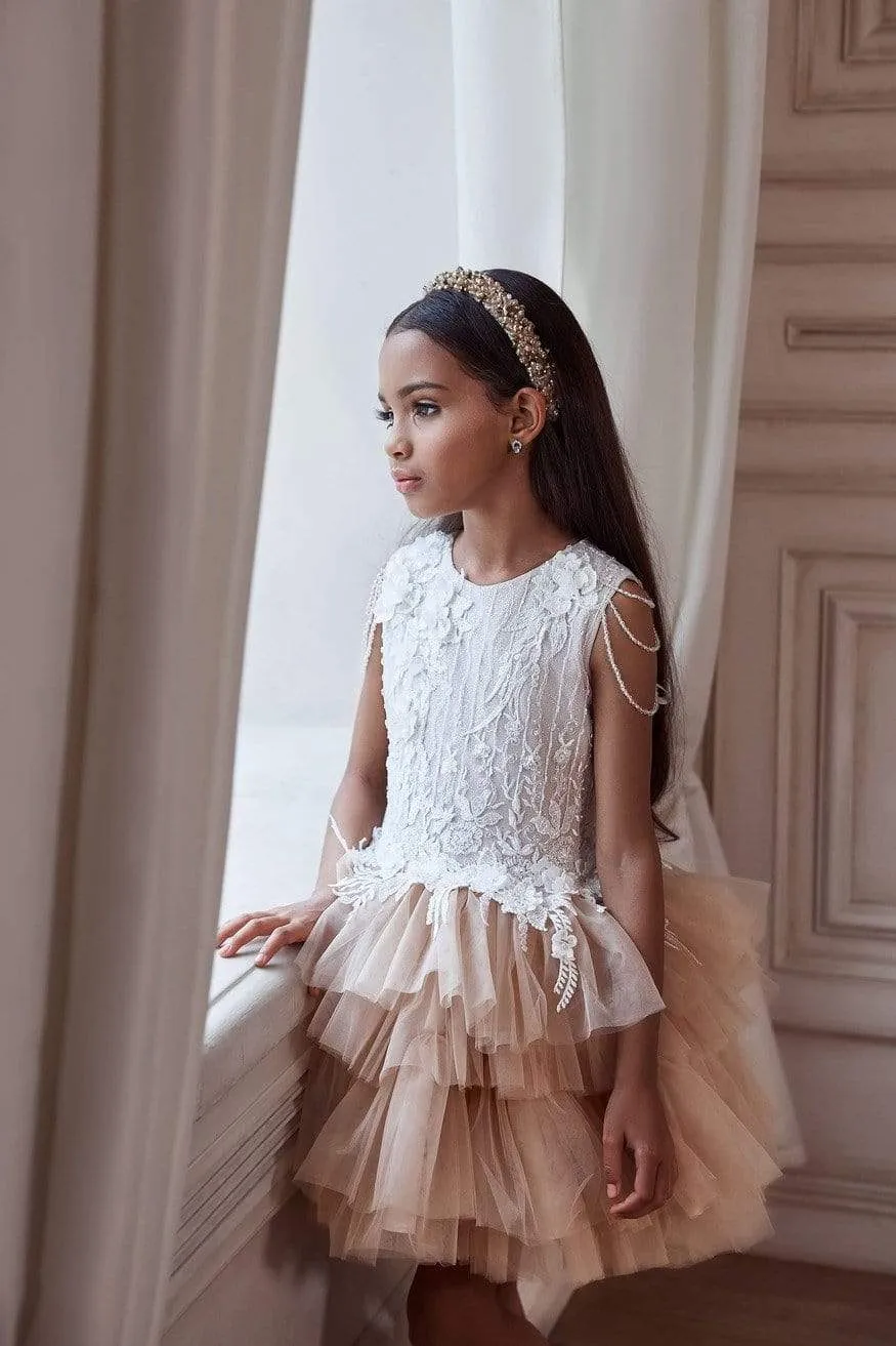 Girls Fancy Tiered Embellished Party Tutu Dress