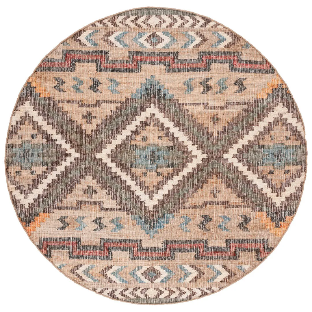 Glynda Southwestern Handmade Flatweave Jute Tan Area Rug The Twillery Co.® Rug Size: Round 3'